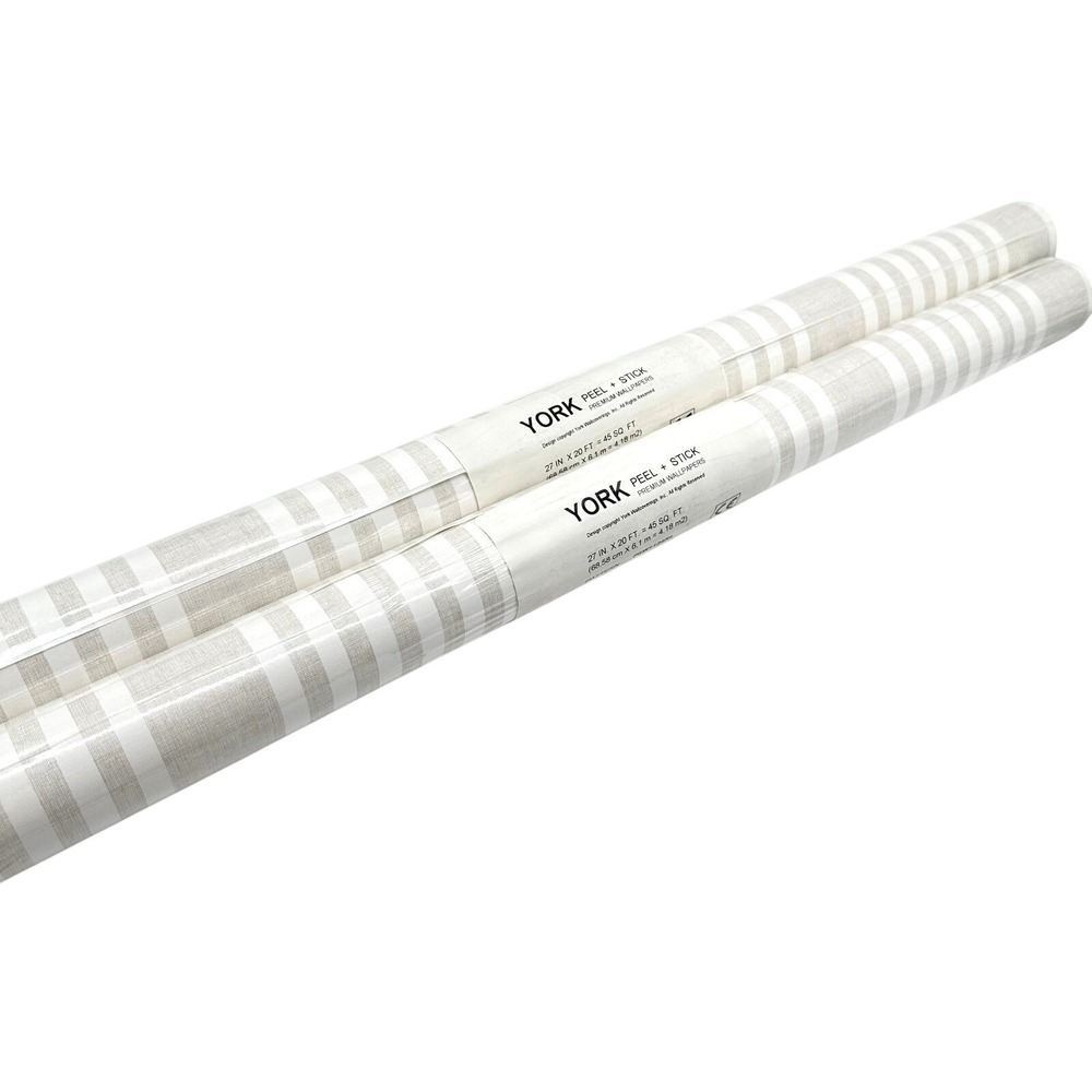 Cream & White Striped Peel & Stick Wallpaper - Modern Plaid